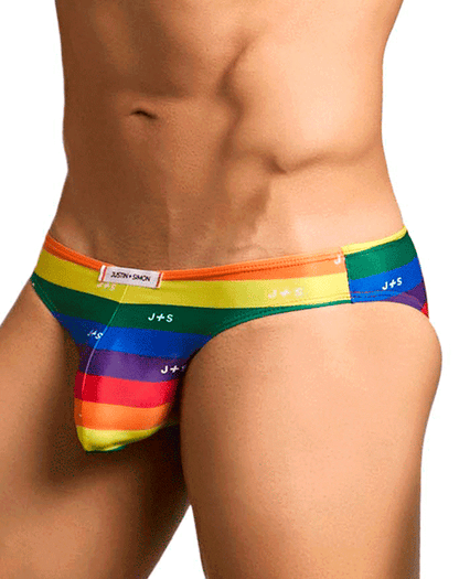 Justin+simon Xsj01 Classic Silky Bikini Pride Flag