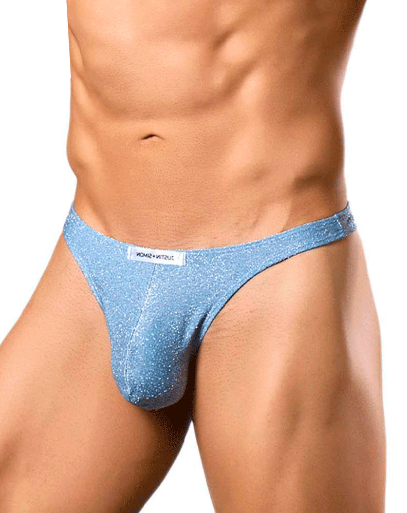Justin+simon Xsj03 Silky Sexy Thongs Lurex Blue