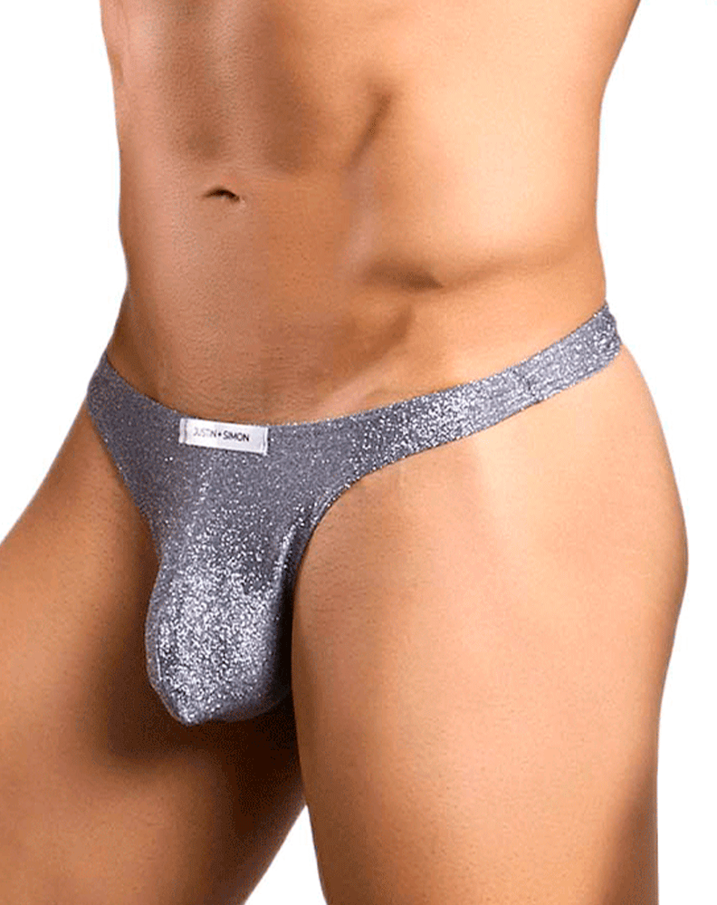 Justin+simon Xsj03 Silky Sexy Thongs Lurex Gray