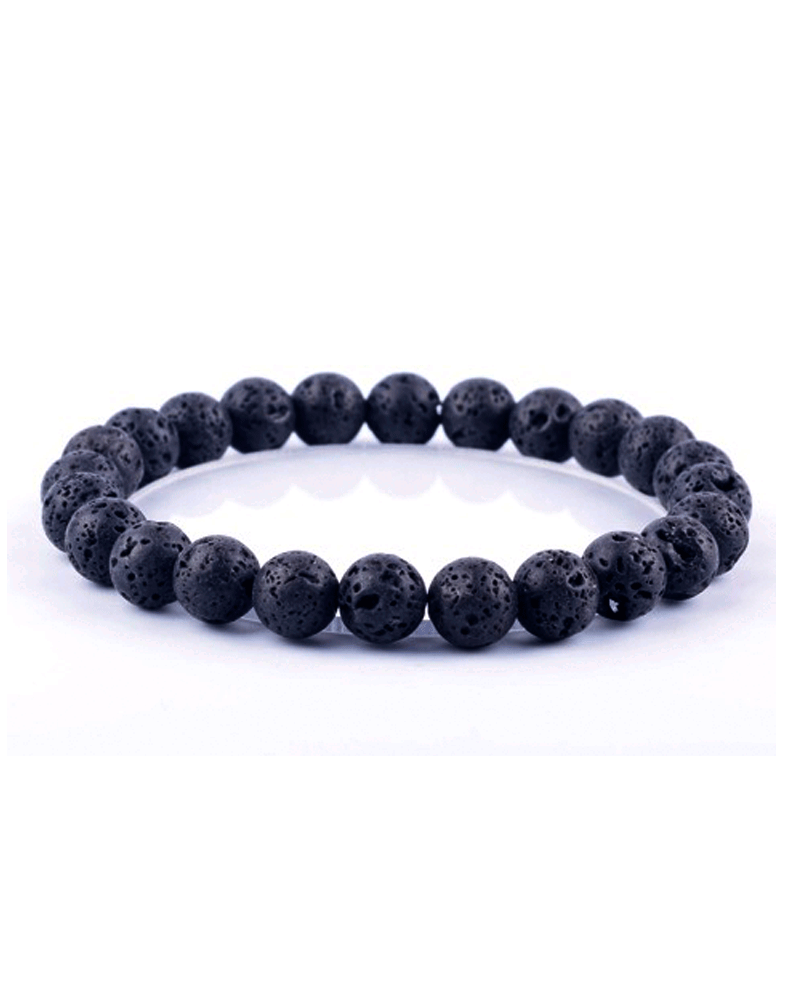 Zylan Men's Bracelet Lava Stone Black 4038