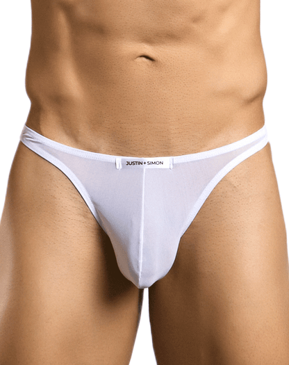 Justin+simon Xsj03 Silky Sexy Thongs White Mesh