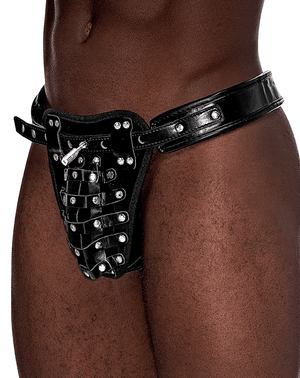 Male Power 542-266 Leather Taurs Thongs Black