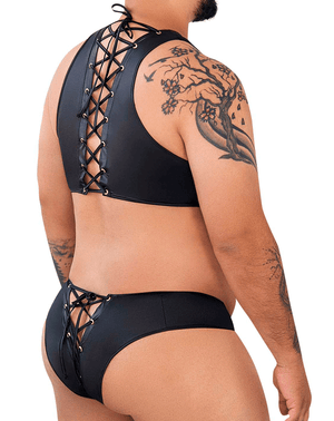 Candyman 99628x Criss-cross Top And Brief Set Black