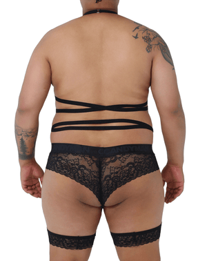Candyman 99483x Lace Garter Bodysuit Black