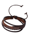 Zylan Men's Bracelet Leather 3 Bands Brown 1548