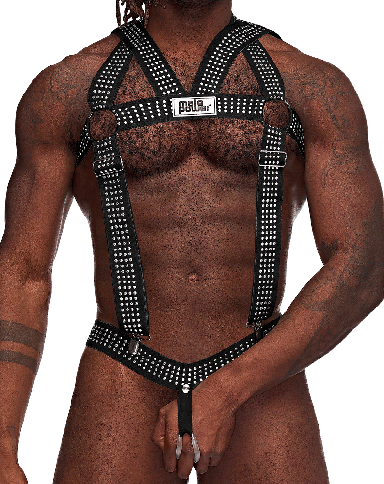 Male Power Pak-892 Elastic Studded Harness With Ring