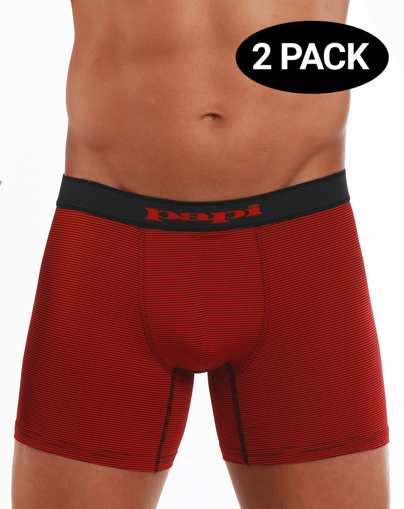 Papi 626185-982 Cool2 2pk Solid Boxer Briefs Black-red