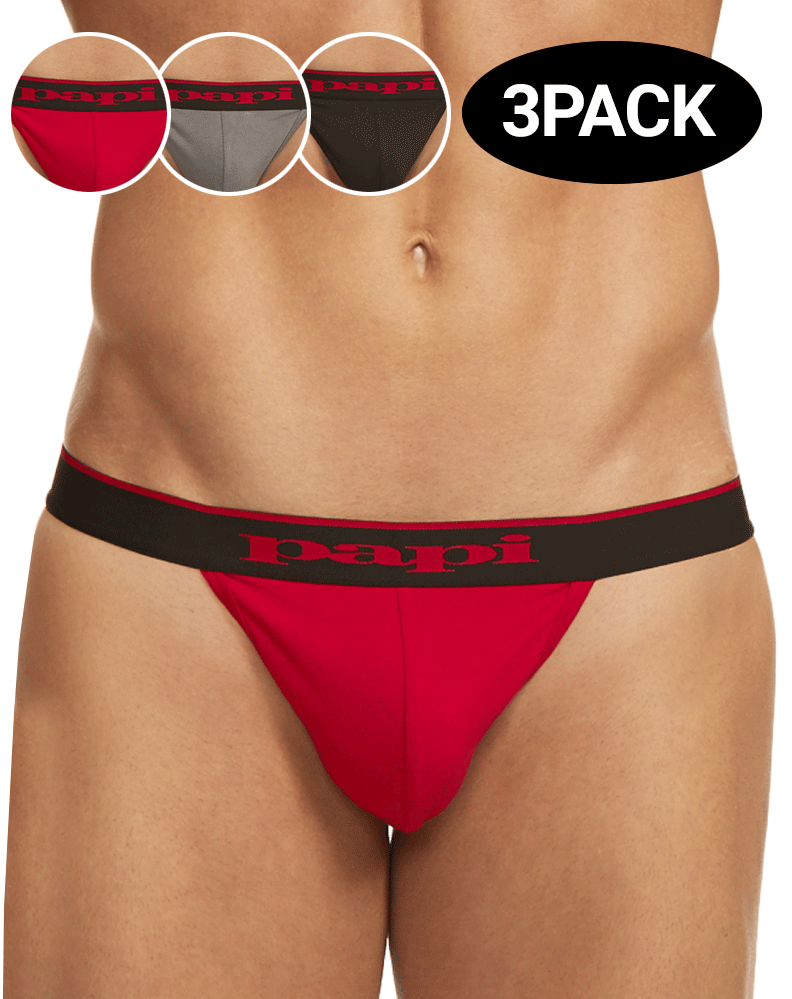 Papi 980902-950 3pk Cotton Stretch Thong Red-gray-black – Steven Even -  Men's Underwear Store