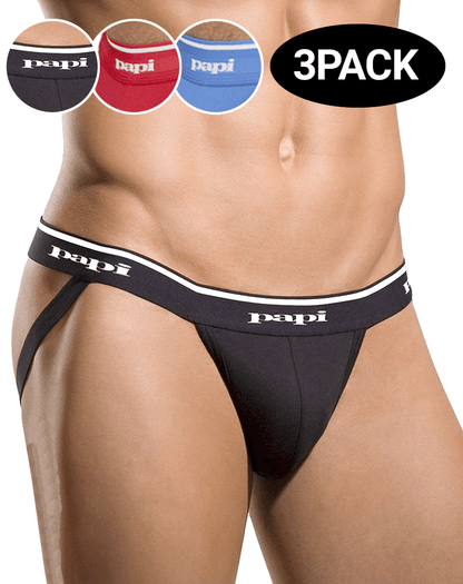Papi 705910-999 3 pack Jockstrap 1 Black, 1 Turquoise,  1 Red
